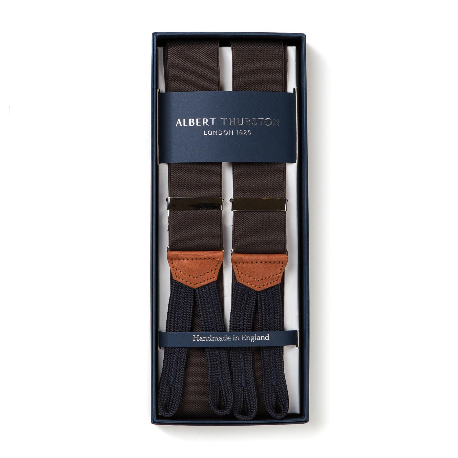 Dark Brown Elastic Button Suspenders